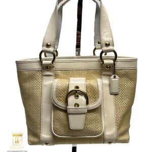 Coach legacy woven straw handbag